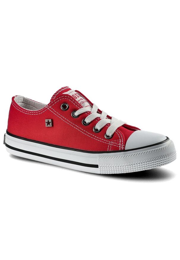 Big-Star - Czerwone Trampki Big Star Dziecięce Wygodne Buty. Kolor: czerwony. Materiał: guma, jeans, materiał. Szerokość cholewki: normalna. Wzór: aplikacja