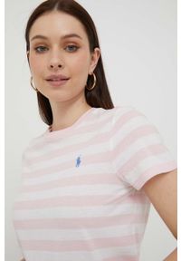 Polo Ralph Lauren t-shirt bawełniany kolor różowy. Typ kołnierza: polo. Kolor: różowy. Materiał: bawełna. Długość rękawa: krótki rękaw. Długość: krótkie #5