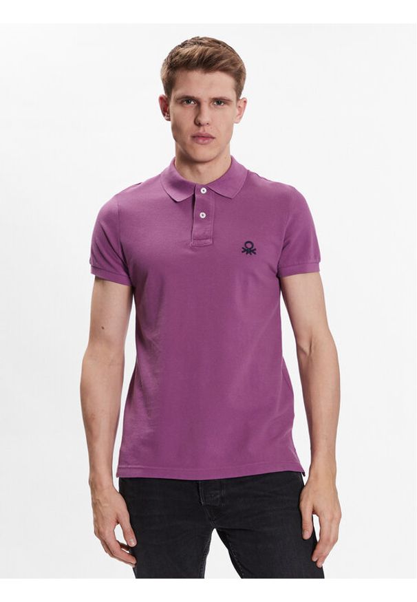 United Colors of Benetton - United Colors Of Benetton Polo 3089J3178 Fioletowy Regular Fit. Typ kołnierza: polo. Kolor: fioletowy. Materiał: bawełna