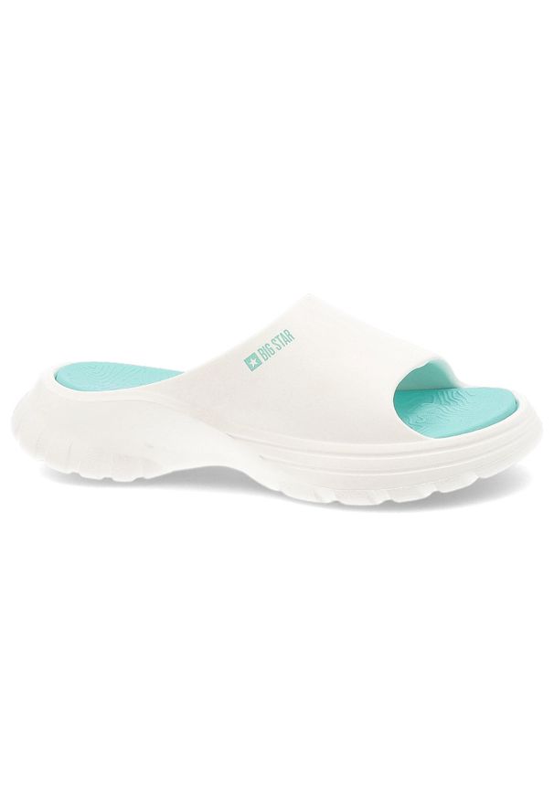 Big-Star - Białe Klapki Big Star Płaksie Obuwie Damskie Z Piankową Podeszwą. Okazja: na spacer, na plażę, na co dzień. Kolor: biały. Wzór: aplikacja. Sezon: lato. Styl: casual