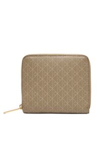 Calvin Klein Portfel Emblem Aop Square Zip Around LV04F1089G Beżowy. Kolor: beżowy. Materiał: materiał #1