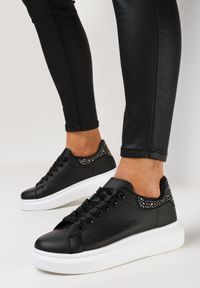 Born2be - Czarne Sneakersy Melorae. Nosek buta: okrągły. Kolor: czarny. Materiał: materiał, skóra ekologiczna. Szerokość cholewki: normalna. Obcas: na platformie. Sport: turystyka piesza #3