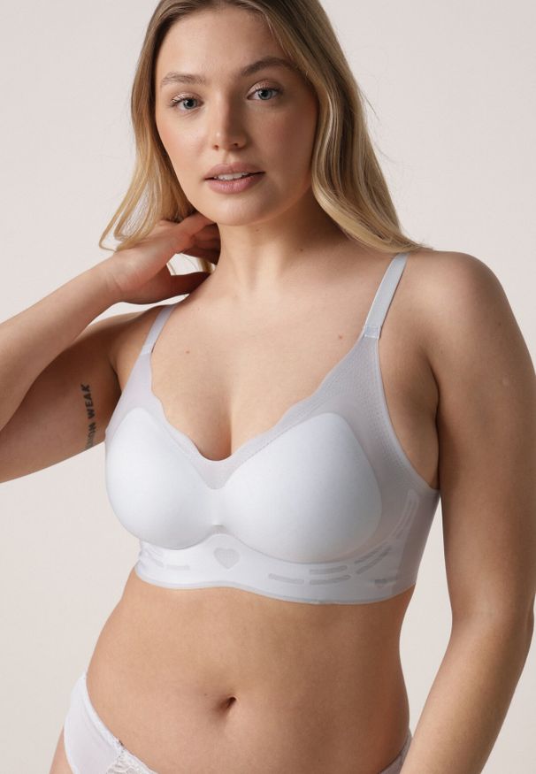 Born2be - Niebieski Usztywniany Biustonosz Bezszwowy Bez Fiszbin Pretiona. Kolor: niebieski. Materiał: materiał