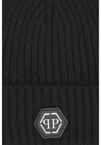 Philipp Plein - PHILIPP PLEIN Czarna czapka wełniana. Kolor: czarny. Materiał: wełna