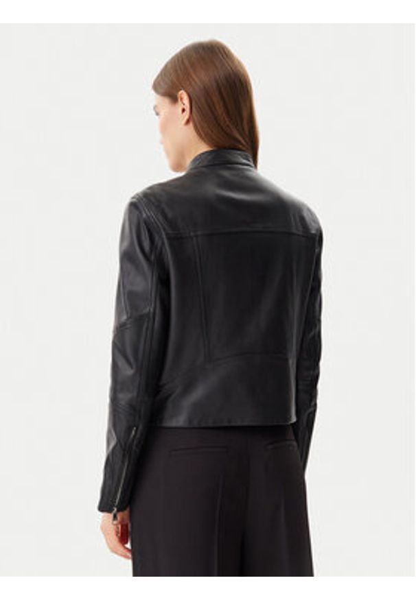 BOSS Kurtka skórzana C_Saleste 50522033 Czarny Regular Fit. Kolor: czarny. Materiał: skóra