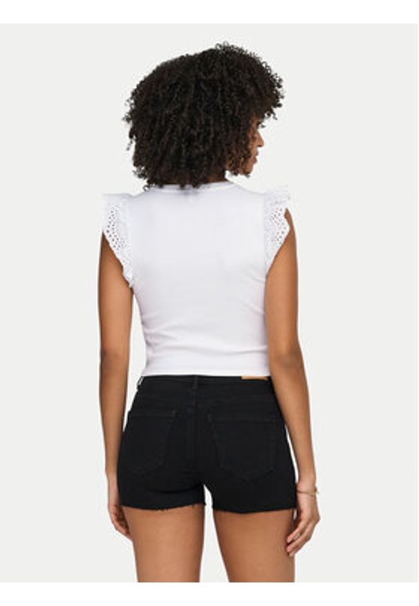 only - ONLY Top Mathilda 15308890 Biały Regular Fit. Kolor: biały. Materiał: bawełna