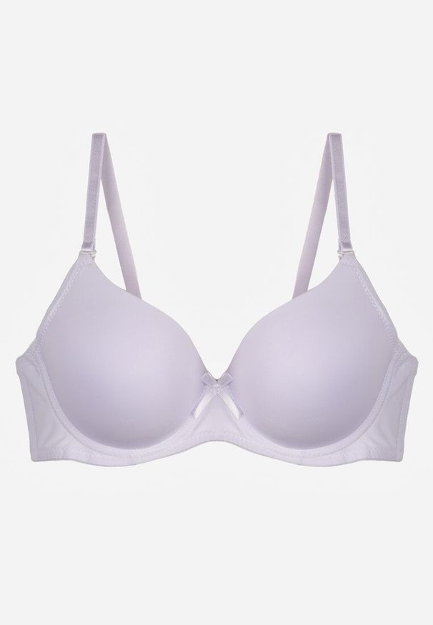 Renee - Biały Gładki Biustonosz o Klasycznym Fasonie Zdobiony Kokardką Caloris. Kolor: biały. Wzór: gładki, aplikacja