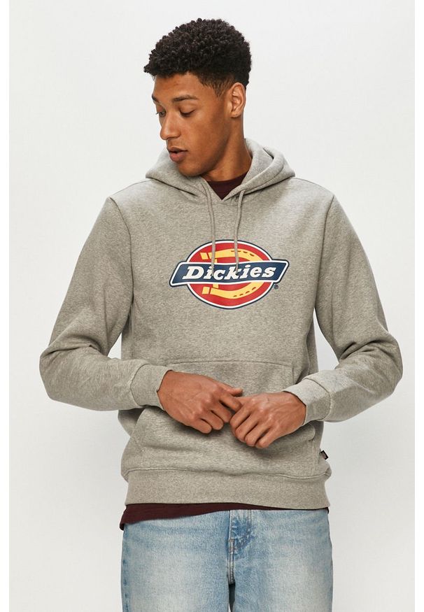 Dickies - Bluza. Okazja: na co dzień. Typ kołnierza: kaptur. Kolor: szary. Materiał: bawełna, poliester, dzianina. Wzór: nadruk. Styl: casual