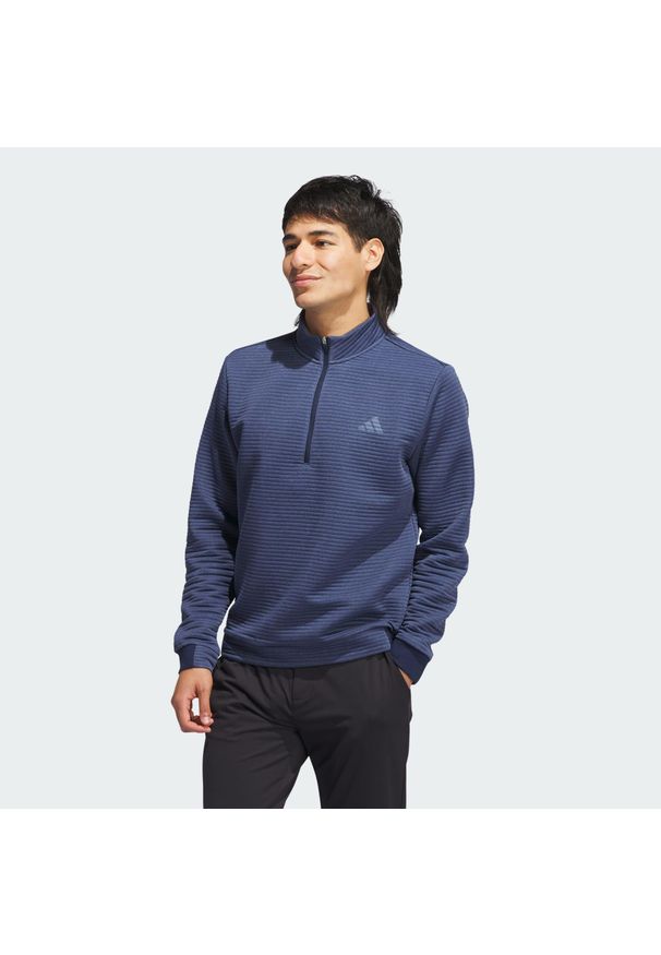 Adidas - Zakładana przez głowę bluza Ultimate365 Dwr Textured Quarter Zip. Typ kołnierza: golf. Kolor: niebieski. Materiał: materiał. Sport: golf