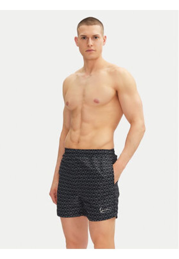 Karl Kani Szorty kąpielowe Signature Monogram Aop 60550022 Czarny Regular Fit. Kolor: czarny. Materiał: syntetyk