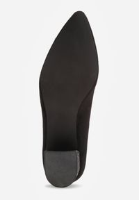 Born2be - Czarne Czółenka Vices na Brokatowym Słupku ze Skórzaną Wkładką Izamine. Okazja: na spotkanie biznesowe. Kolor: czarny. Materiał: skóra. Wzór: aplikacja. Obcas: na słupku. Styl: biznesowy, elegancki, wizytowy. Wysokość obcasa: średni #6