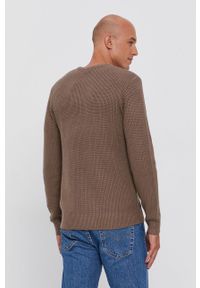 Guess - Sweter z domieszką wełny. Okazja: na co dzień. Kolor: brązowy. Materiał: wełna. Długość rękawa: długi rękaw. Długość: długie. Wzór: ze splotem. Styl: casual #2