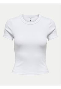 only - ONLY T-Shirt Val 15339774 Biały Slim Fit. Kolor: biały. Materiał: bawełna