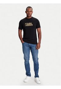 Karl Lagerfeld - KARL LAGERFELD T-Shirt 755087 553235 Czarny Regular Fit. Typ kołnierza: dekolt w karo. Kolor: czarny. Materiał: bawełna #3