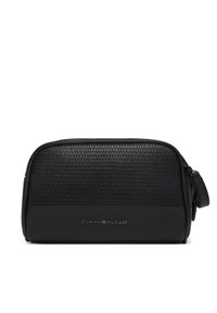 TOMMY HILFIGER - Tommy Hilfiger Kosmetyczka Metal Logo Woven Washbag AM0AM14098 Czarny. Kolor: czarny. Materiał: skóra #1