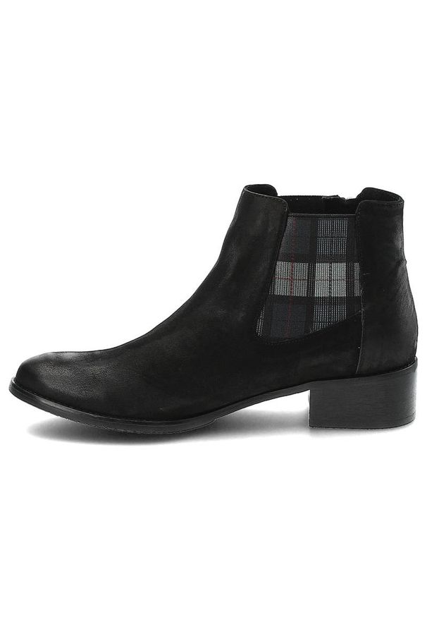 Czarne Botki Libero Damskie Stylowe Obuwie. Okazja: na co dzień, do pracy. Kolor: czarny. Materiał: jeans, nubuk, materiał. Szerokość cholewki: normalna. Obcas: na obcasie. Styl: elegancki. Wysokość obcasa: niski, średni