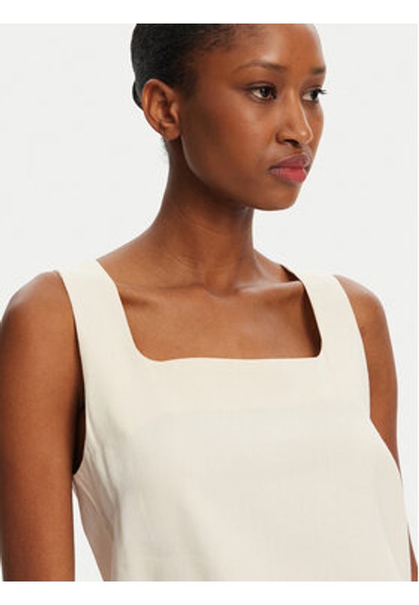 Marella Top Terni 2513161055 Écru Regular Fit. Materiał: wiskoza, len