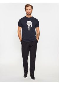 Karl Lagerfeld - KARL LAGERFELD T-Shirt Crewneck 755071 500251 Granatowy Regular Fit. Typ kołnierza: dekolt w karo. Kolor: niebieski. Materiał: bawełna #2