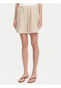 ICONA Szorty materiałowe RP5LE006 Beżowy Regular Fit. Kolor: beżowy. Materiał: len