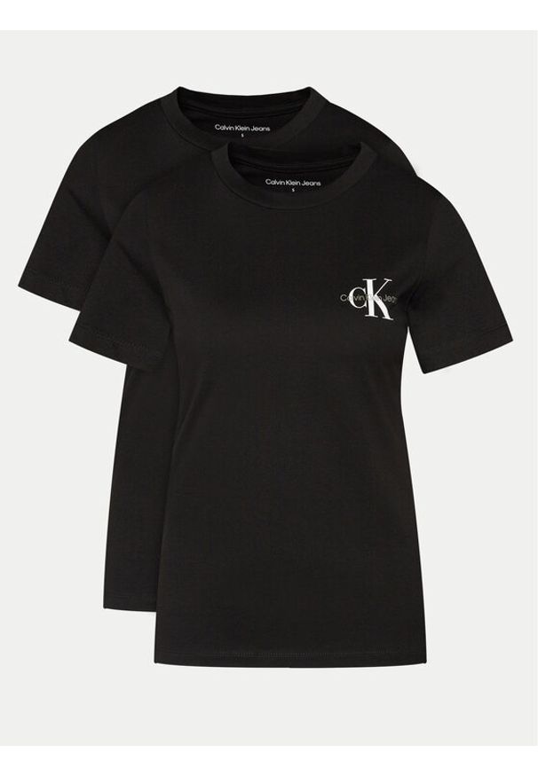 Calvin Klein Jeans Komplet 2 t-shirtów J20J219734 Czarny Slim Fit. Kolor: czarny. Materiał: bawełna