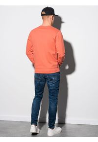 Ombre Clothing - Bluza męska bez kaptura B1153 - koralowa - XXL. Typ kołnierza: bez kaptura. Kolor: pomarańczowy. Materiał: jeans, bawełna, poliester. Styl: klasyczny, elegancki #3