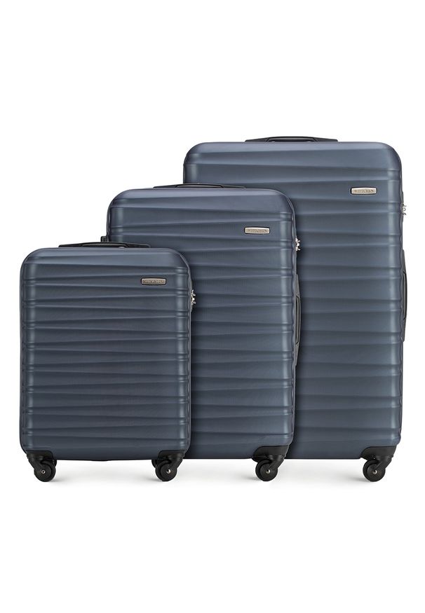 Wittchen - Zestaw walizek z ABS-u z żebrowaniem. Kolor: niebieski. Materiał: guma