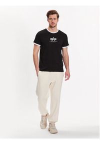 Alpha Industries T-Shirt Basic T Contrasts 106501 Czarny Regular Fit. Kolor: czarny. Materiał: bawełna #5