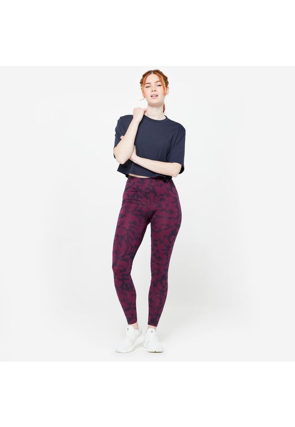 DOMYOS - Koszulka damska Domyos Gym & Pilates crop top. Kolor: niebieski. Materiał: materiał, włókno, lyocell, bawełna. Sport: joga i pilates