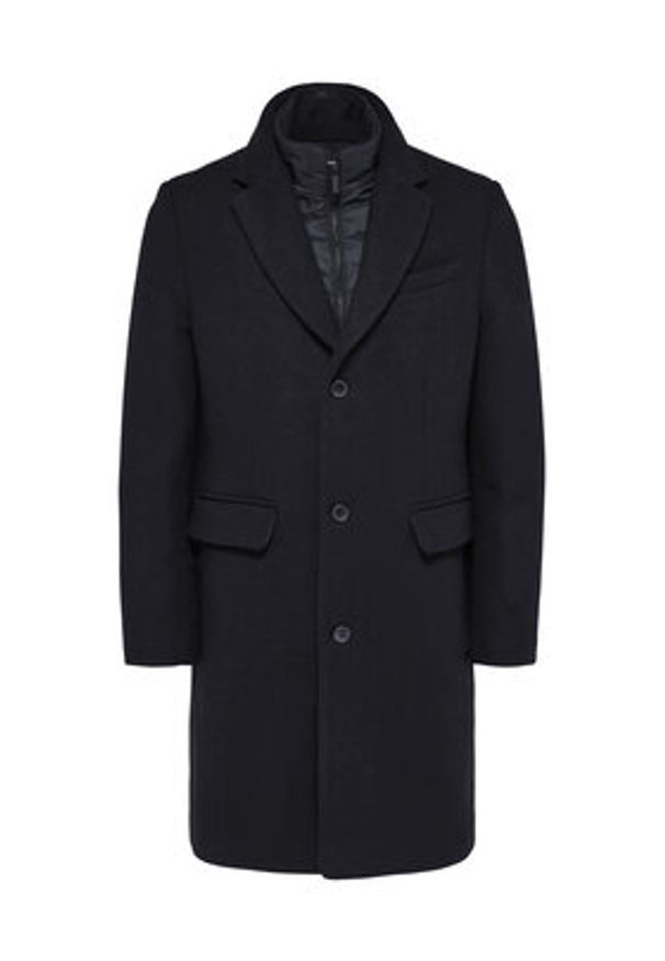 Selected Homme Płaszcz wełniany 16089400 Czarny Regular Fit. Kolor: czarny. Materiał: syntetyk