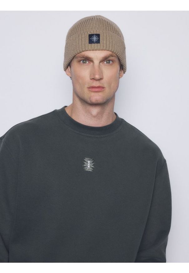 Reserved - Bluza z haftem - jasny zielony. Kolor: zielony. Materiał: dzianina, bawełna. Wzór: haft