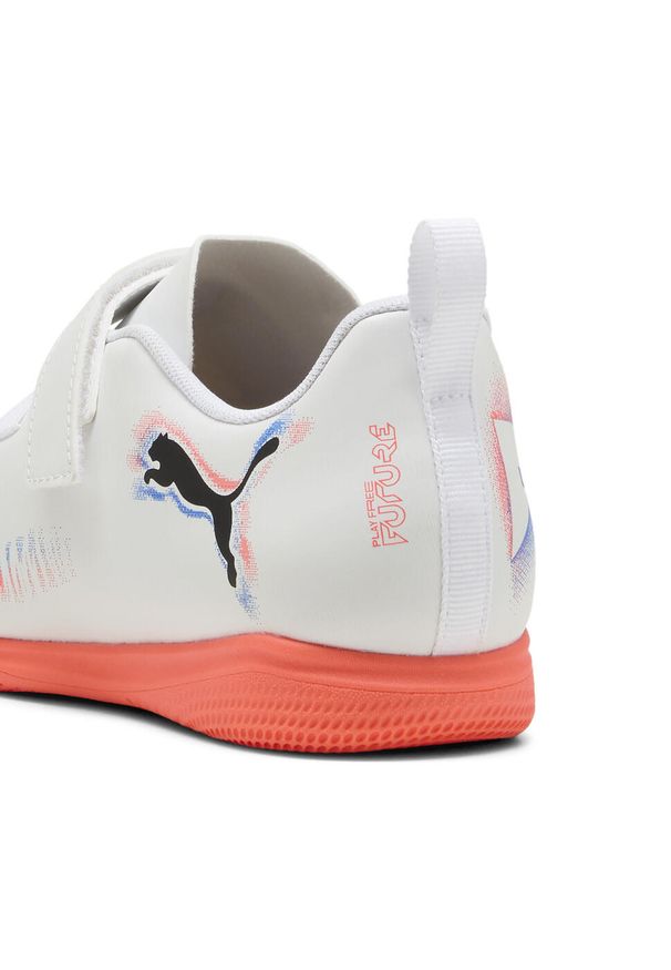 Puma - Młodzieżowe halowe buty piłkarskie FUTURE 8 PLAY PUMA White Black Glowing Red. Kolor: czerwony, biały, wielokolorowy, czarny. Sport: piłka nożna