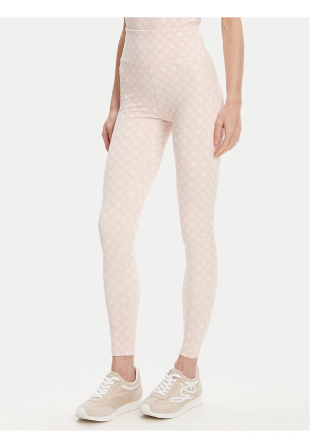 Guess Legginsy V5YB18 MC03W Różowy Slim Fit. Kolor: różowy. Materiał: syntetyk