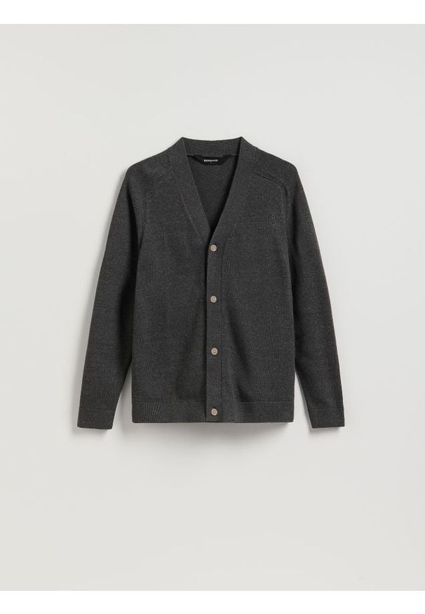 Reserved - Rozpinany kardigan - beżowy. Kolor: beżowy. Materiał: bawełna, dzianina