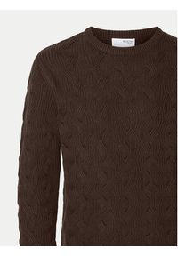 Selected Homme Sweter 16094503 Brązowy Regular Fit. Kolor: brązowy. Materiał: bawełna #7