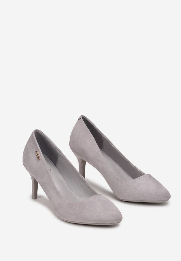 Renee - Szare Czółenka Pherinca. Zapięcie: bez zapięcia. Kolor: szary. Szerokość cholewki: normalna. Wzór: aplikacja, gładki. Obcas: na obcasie. Styl: elegancki. Wysokość obcasa: średni