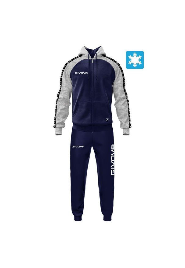 Givova - Tuta Italia Uomo 103 dres z polaru z kapturem - Warehouse 4 (M). Kolor: wielokolorowy, niebieski, czarny. Materiał: polar, dresówka