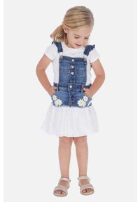 Mayoral - Spódnica dziecięca 92-134 cm. Kolor: niebieski. Materiał: bawełna, jeans, elastan, tkanina, poliester. Wzór: aplikacja #1