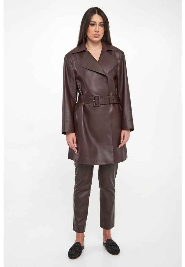 Płaszcz damski skórzany DIEGO M. Materiał: skóra