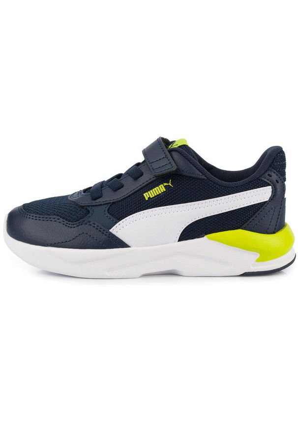 Puma - Buty sneakersy dziecięce na rzep granatowe PUMA X-RAY SPEED LITE AC PS. Zapięcie: rzepy. Kolor: niebieski, wielokolorowy, żółty. Sport: turystyka piesza