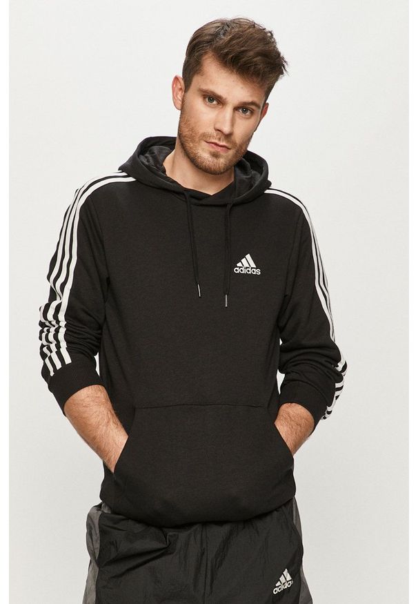 Adidas - adidas - Bluza. Okazja: na co dzień. Typ kołnierza: kaptur. Kolor: czarny. Styl: casual