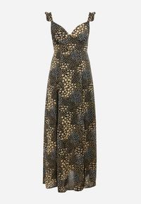 Born2be - Czarna Sukienka Widforss. Okazja: na ślub cywilny, na wesele. Kolor: czarny. Długość rękawa: na ramiączkach. Wzór: aplikacja, kwiaty, kropki. Styl: elegancki. Długość: maxi #3