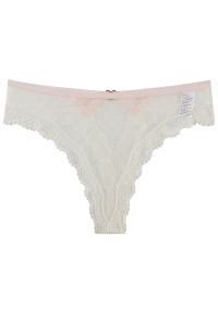 Intica - Figi z ozdobnymi strapsami z przewiewnego materiału Roxana. Kolor: biały. Materiał: materiał