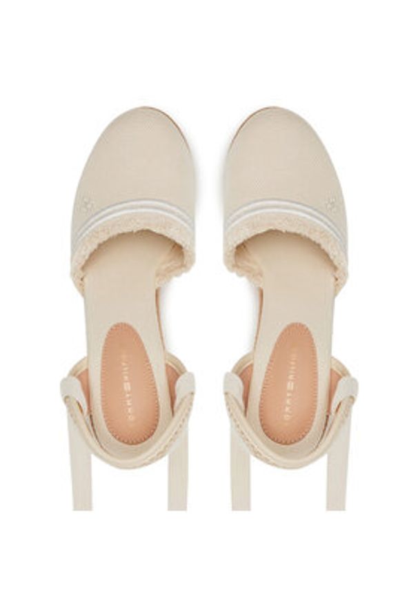 TOMMY HILFIGER - Tommy Hilfiger Espadryle Fringe Canvas High Wedge FW0FW08878 Écru. Materiał: materiał