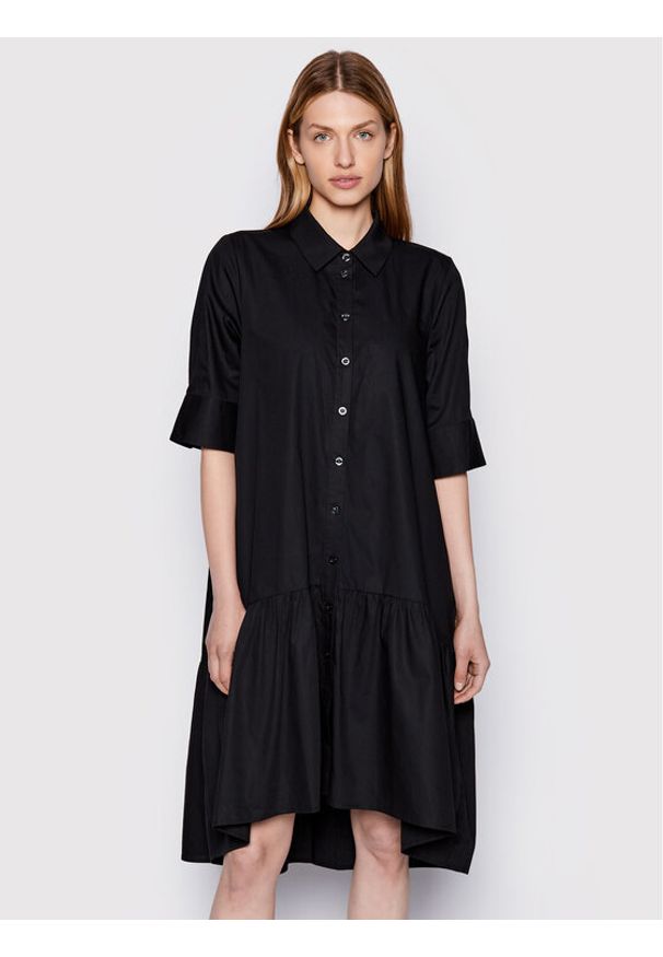 GESTUZ - Gestuz Sukienka koszulowa Avaligz 10906320 Czarny Loose Fit. Kolor: czarny. Materiał: bawełna. Typ sukienki: koszulowe