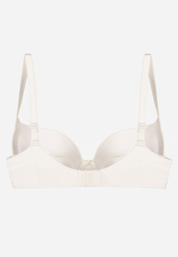 Renee - Biały Gładki Biustonosz z Efektem Push-up Theisithea. Kolor: biały. Materiał: jeans. Rodzaj stanika: push-up. Wzór: gładki