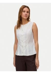 Vero Moda Kamizelka Selma 10345675 Biały Regular Fit. Kolor: biały. Materiał: bawełna #1