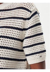 TOMMY HILFIGER - Tommy Hilfiger Sweter Pointelle WW0WW45950 Beżowy Regular Fit. Kolor: beżowy. Materiał: bawełna #3