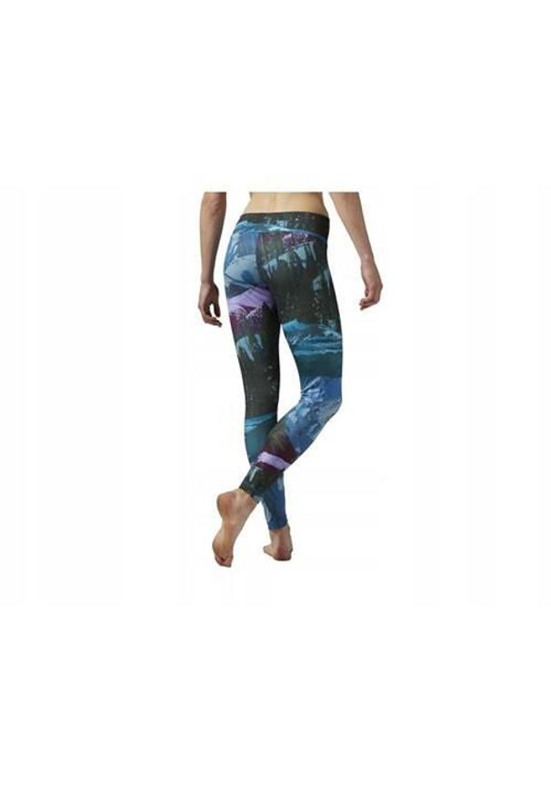 Legginsy treningowe damskie Reebok Graphic. Kolor: niebieski. Materiał: dresówka