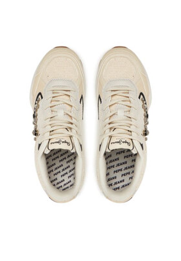 Pepe Jeans Sneakersy PLS60029 Écru. Materiał: skóra