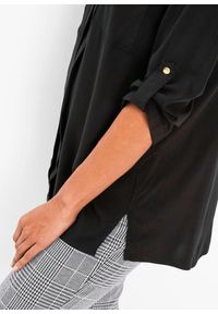 bonprix - Bluzka tunikowa z lejącej wiskozy. Kolor: czarny. Materiał: wiskoza. Styl: elegancki #3